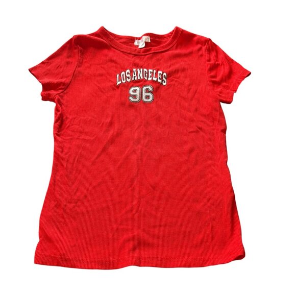 90's Y2k Los Angeles Spell Out Tee Shirt Cherry Red - Picture 1 of 3